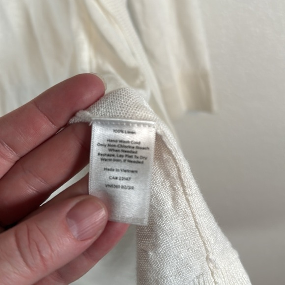 Talbots White Linen Long Line 3/4 Sleeve Cardigan Size Large - Picture 4 of 7